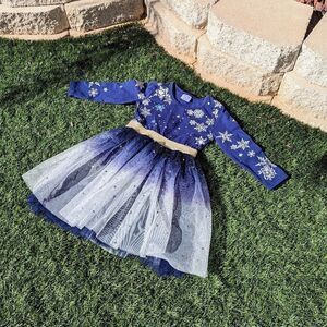Little girls sparkle snowflake holiday dress